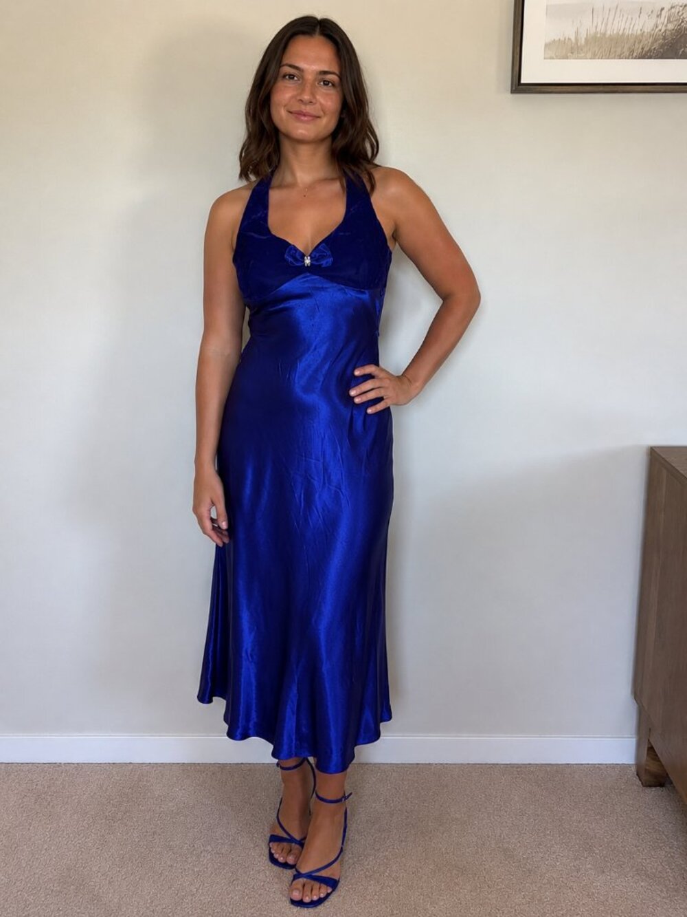 ZUM ZUM Royal Blue Y2K Satin Formal Dress, Size 3/4